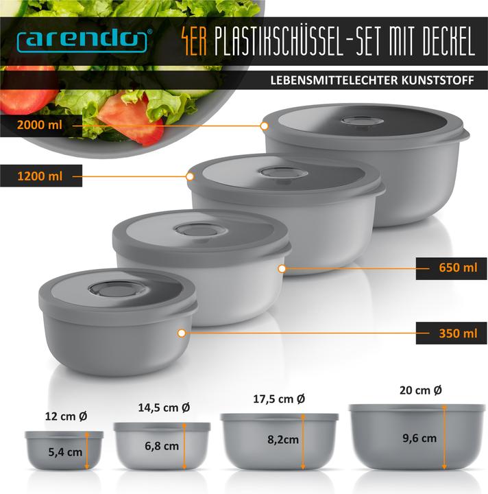 Produktbild Arendo Rührschüssel (20 cm, 2 l, 4 x)