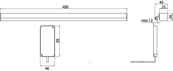 Image du produit Emco Lampe LED à pince pour miroir SYSTEM 2 horizontale, chrome 400mm (Blanc neutre, Intérieur)