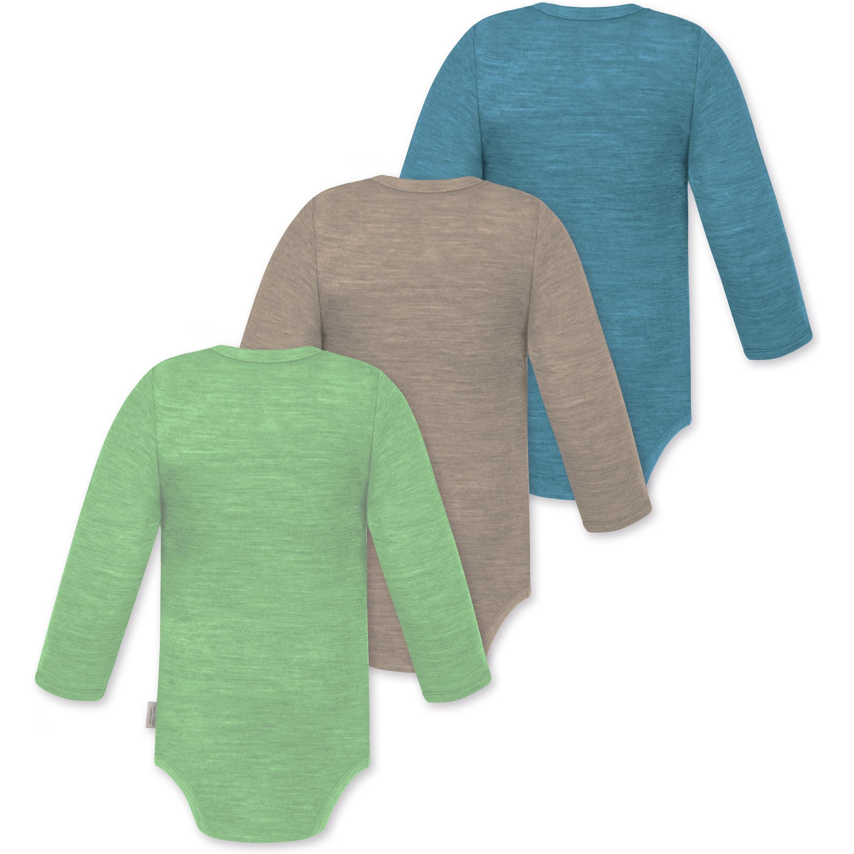 Thumbnail - Normani, Herren, Body, 3er Pack Baby Merino Langarmbody „Tuai" - 9403, Blau, (56)