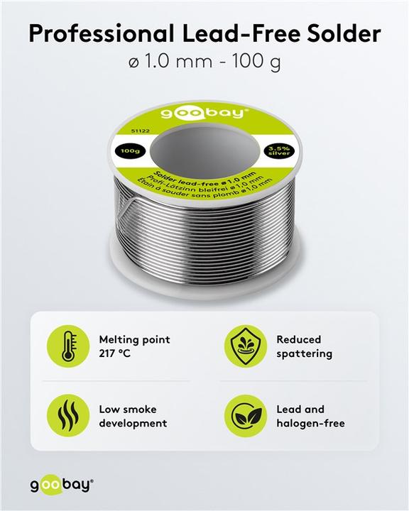Immagine prodotto Goobay Saldatura professionale senza piombo, ø 1,0 mm, 100 g (Saldatura)