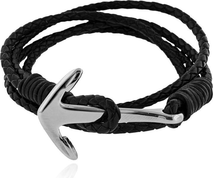 Immagine prodotto Leyda Ankerlinie Schwarz (42 cm, Acciaio inossidabile, Cuoio)