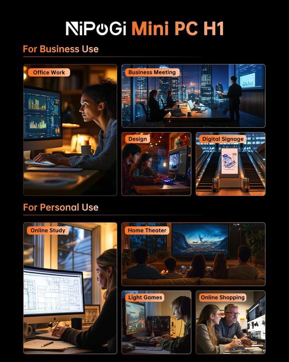 Image du produit NiPoGi Hyper H1 Mini PC mit Ryzen 7 und 4K Unterstützung (512 Go, 16 Go, AMD Ryzen 7 6800H)