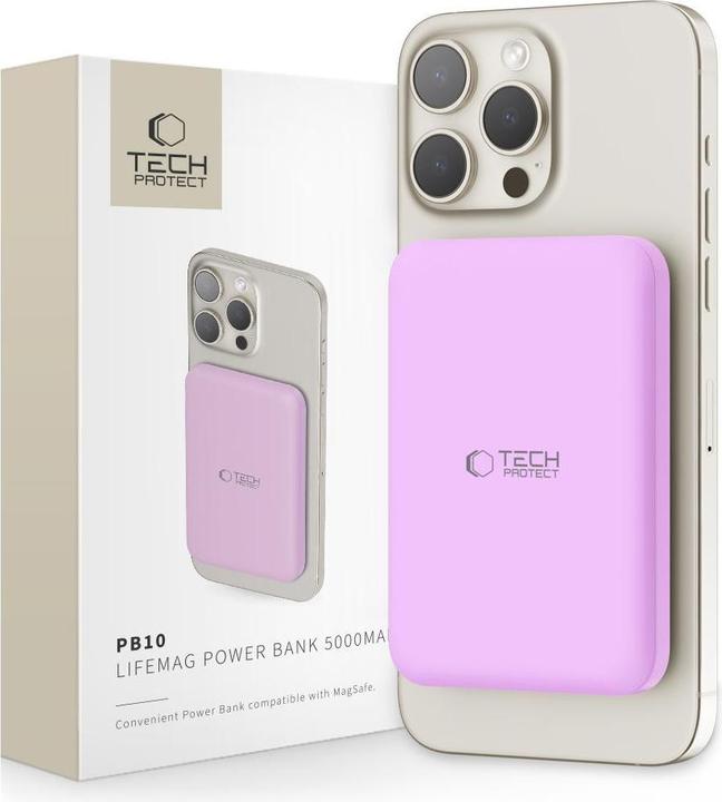 Immagine prodotto Tech-Protect LifeMag MagSafe PB10 5000mAh - Rosa (5000 mAh, 15 W)