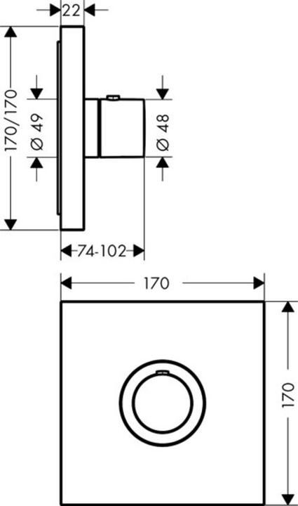 Produktbild hansgrohe Axor Starck ShowerSelect Square Thermostat Highflow Unterputz