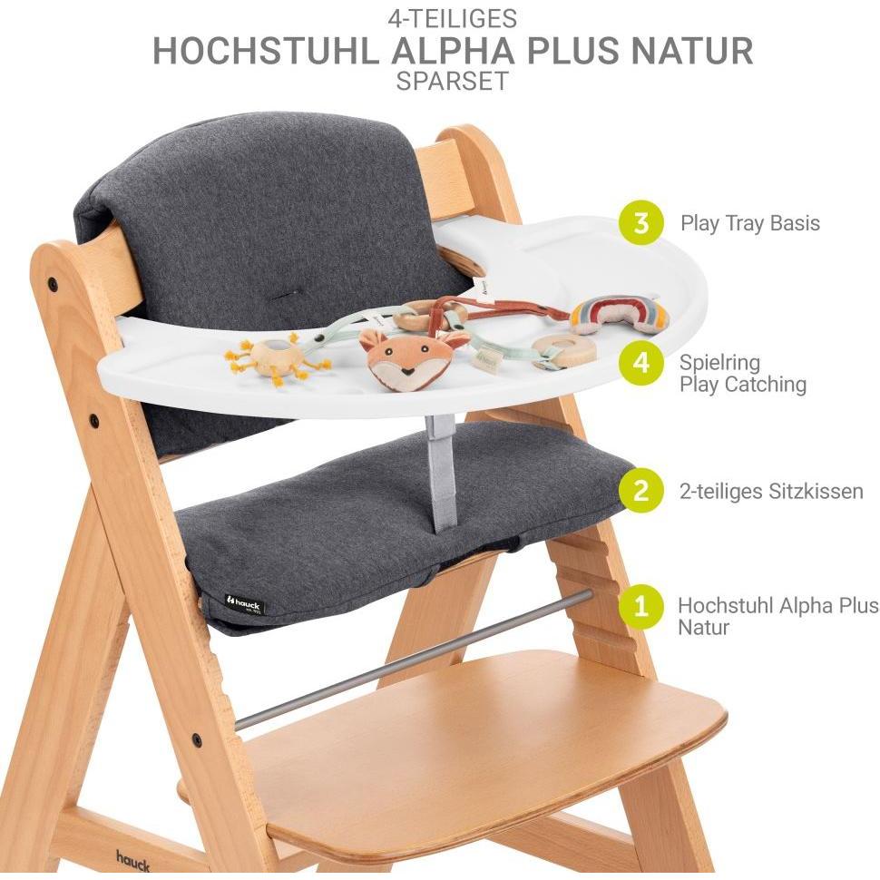Hauck, Hochstuhl, Hochstühle Hochstuhl Alpha Plus Natur im Sparset - inkl. (Hochstuhl)