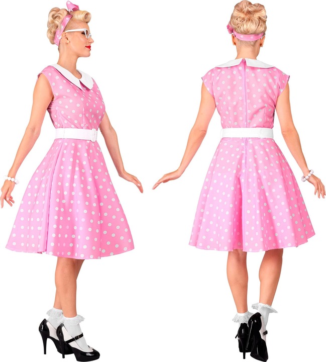 Produktbild Widmann 50er JAHRE ROCK'N'ROLL MODE ROSA (Kleid mit Petticoat, Gürtel, Haarband), L (L)