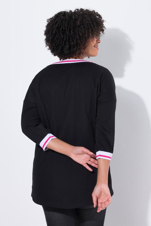 Immagine prodotto Angel of Style T-shirt dal taglio oversize con orli a righe e maniche a 3/4 (56)