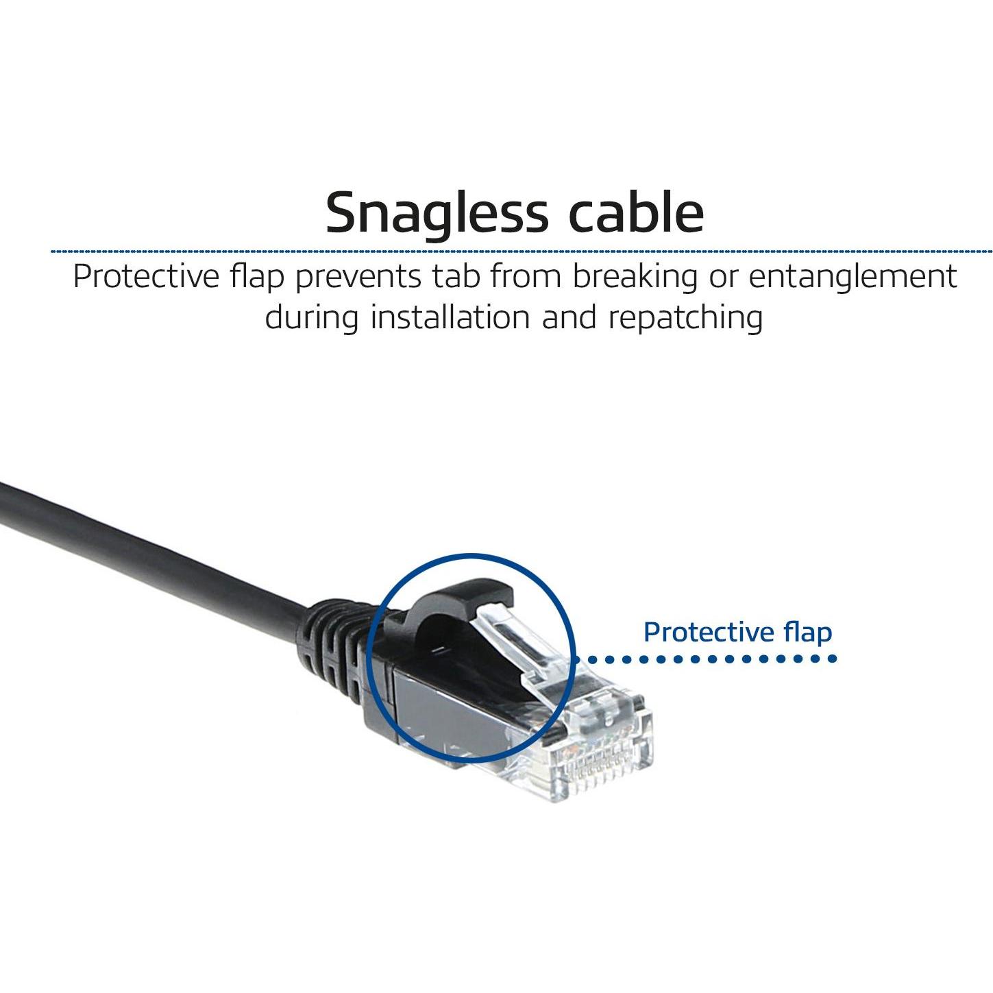 ACT Black 0.25 meter LSZH U/UTP CAT6 datacenter slimline patch cable snagless with RJ45 connectors (U/FTP, CAT6, 0.25 m)...