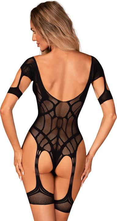Actual product image Obsessive Mesh Bodystocking With Garter Design - Black (L, M)