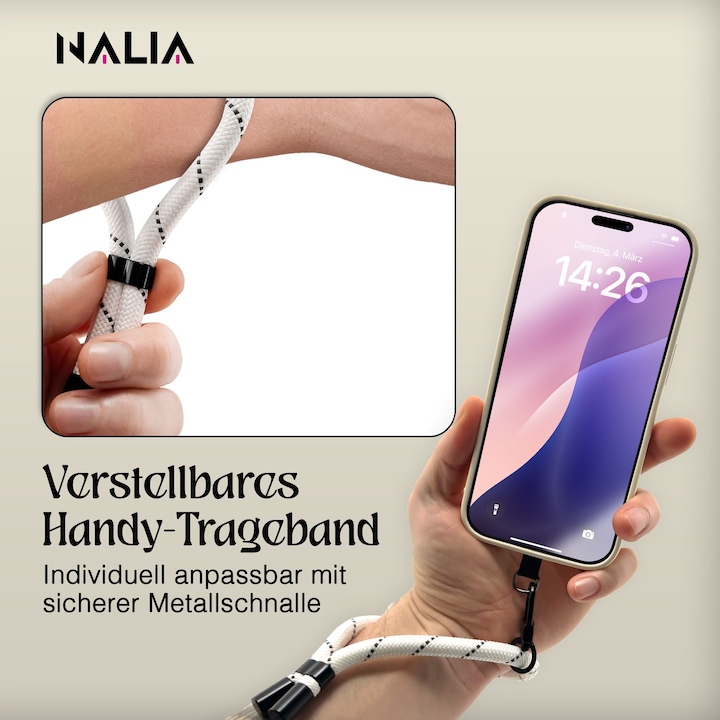 Produktbild Nalia Wristy Lanyard Handykette – Universal Trageband für Smartphones – Verstellbar, Soft & Elastisch