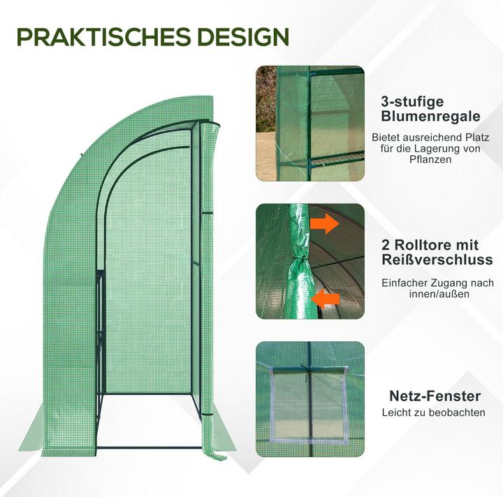 Produktbild Outsunny Foliengewächshaus mit 4 Regalen