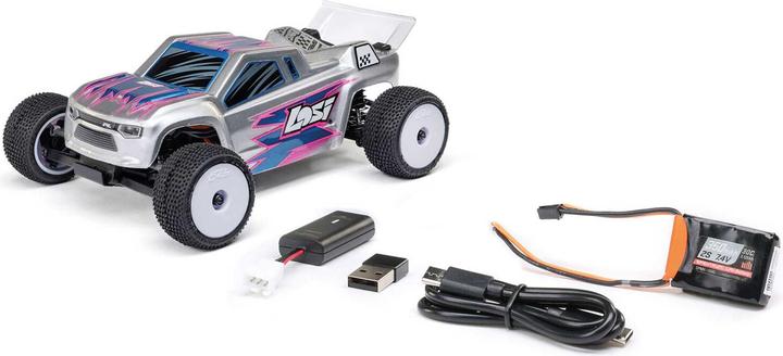 Actual product image Losi Micro-T 2S 1/28 2WD RTR Stadium Truck (Akku & Ladegerät enthalten), Silber (RTR Ready-to-Run)