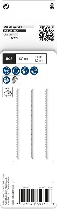 Actual product image Bosch Professional Zubehör PRO Plastics PVC clean T302H Jigsaw blade, 132 mm, 3 pcs.