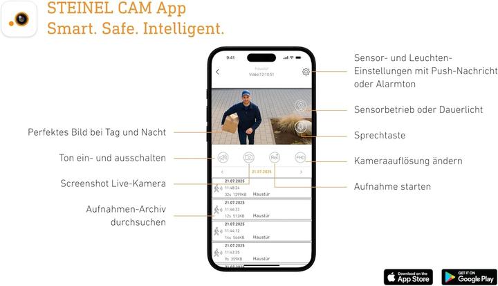 Produktbild Steinel 625 CAM SC ANT 092597 LED-Aussenwandleuchte 14 W Warmweiss (925 lm, IP44)