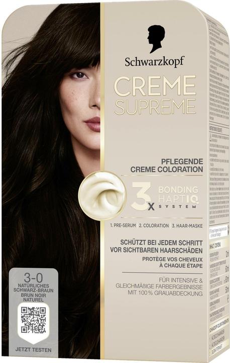 Actual product image Schwarzkopf Creme Supreme Creme Supreme Coloration 3-0 Natürliches Schwarz-Braun (3-0 Natural black-brown)