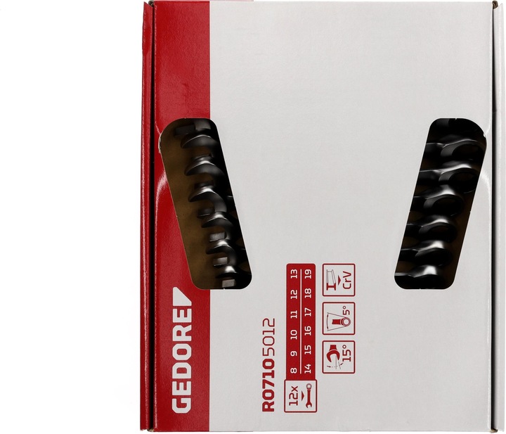 Actual product image Gedore Red Combination ratchet open-end spanner set metric 12 pieces (19 mm, 8 mm, 10 mm, 14 mm, 18 mm, 11 mm, 12 mm, 17 mm, 15 mm, 13 mm, 9 mm, 16 mm)