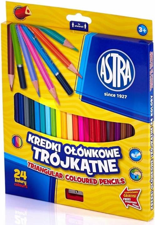 Image du produit Astra Crayons de couleur triangulaires 24 pièces avec taille-crayon (24x)