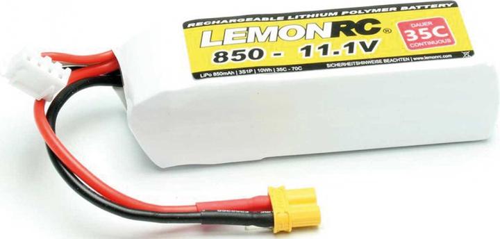 Actual product image Pichler LEMONRC XT 850 - 11.1V (35C) Lipo Battery (11.10 V, 850 mAh)