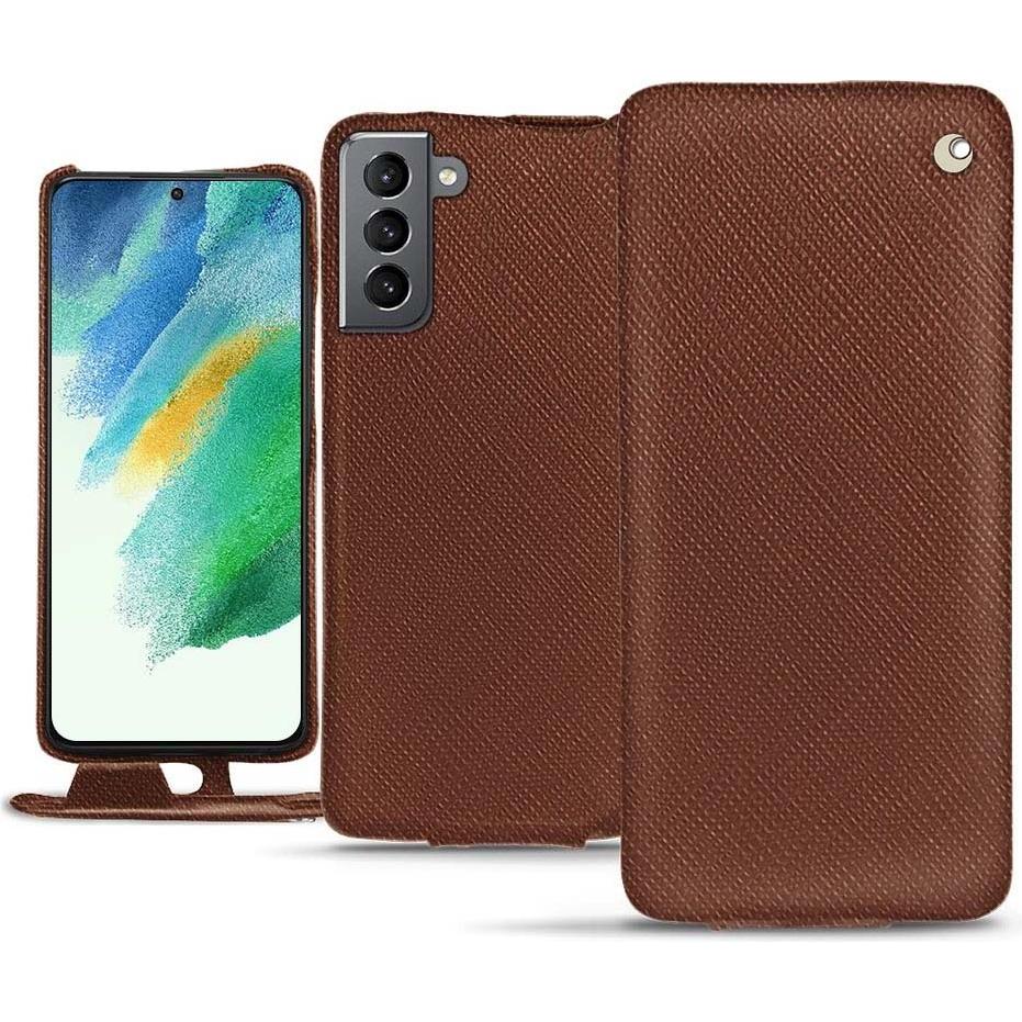 Thumbnail - Noreve Lederschutzhülle vertikal (Samsung Galaxy S21 FE), Smartphone Hülle, Braun