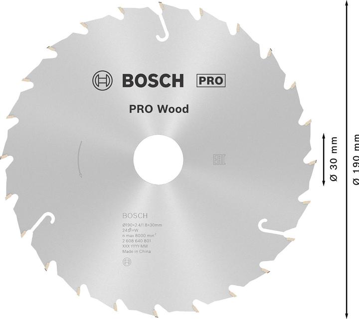 Image du produit Bosch Professional Zubehör Lame de scie circulaire PRO Wood, 190 x 2.4 x 30 mm