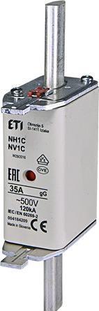 Produktbild Csdk SL Sicherung NH1 35A gG, 500V AC, Ausschaltvermögen 120kA, Norm IEC 60269-1, IEC 60269-2, mit Statusanz (35 A)