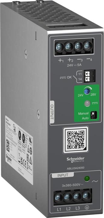 Produktbild Schneider Spannungsversorgung, Modicon ABLU, Universal, getaktet, 380-500V AC, 3-phasig, 24V DC, 5A, 120W ABLU
