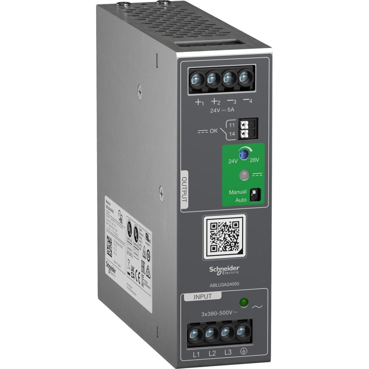 Thumbnail - Schneider, Systemstromversorgung, Spannungsversorgung, Modicon ABLU, Universal, getaktet, 380-500V AC, 3-phasig, 24V DC,...