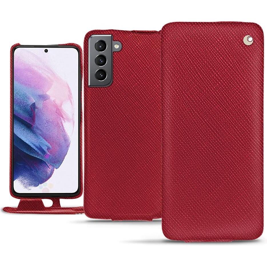 Noreve Lederschutzhülle vertikal (Samsung Galaxy S21), Smartphone Hülle, Rot