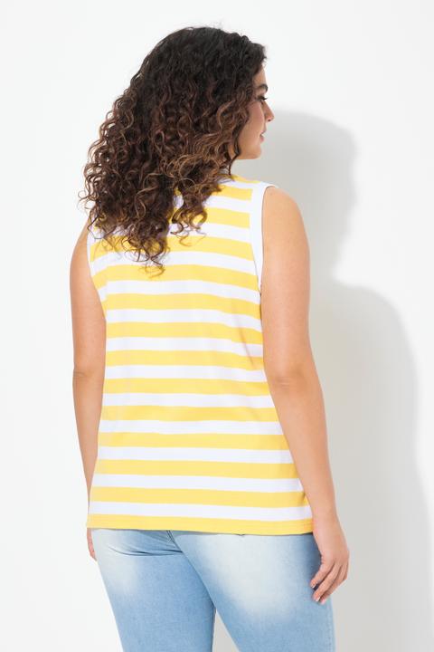 Immagine prodotto Ulla Popken Top dal taglio smanicato in jersey a costine a righe con scollo rotondo (58)