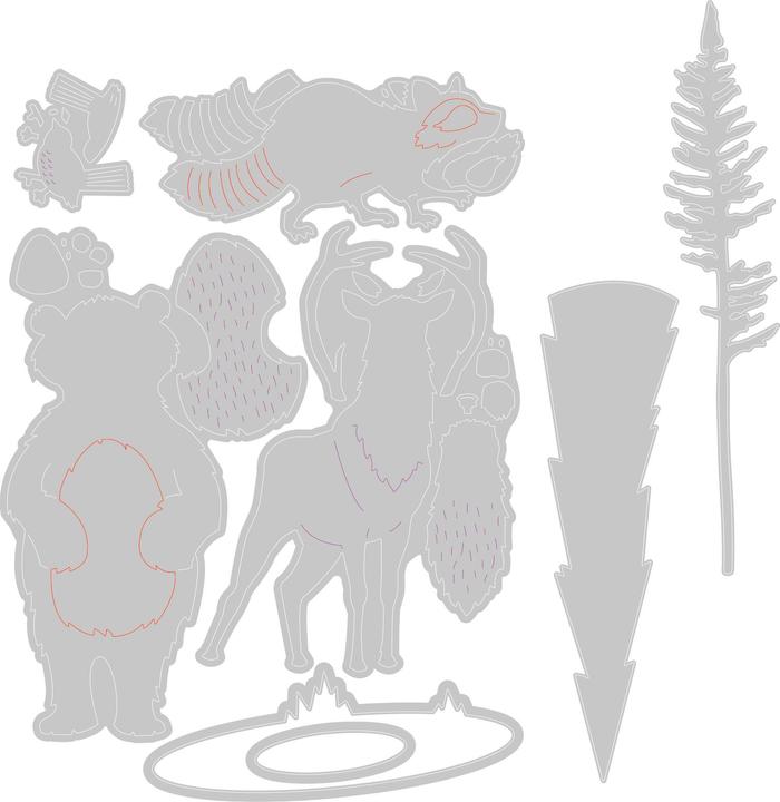 Produktbild Sizzix Thinlits Stanzschablone "Forest Animals #2" (8 Blätter)