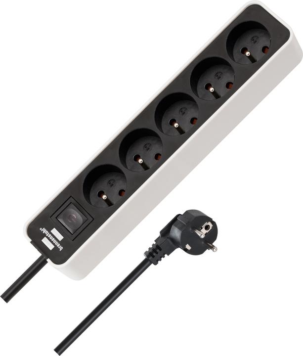 Brennenstuhl Meervoudige wandcontactdoos / zwart (5 x, 5 m)