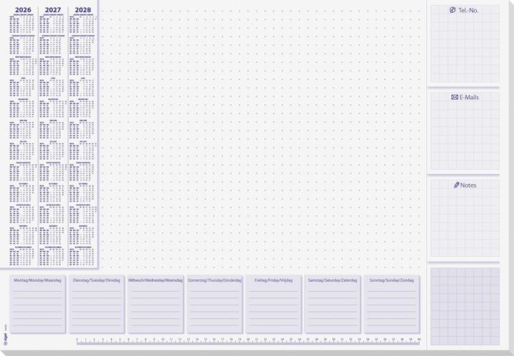 Sigel Schreibtischunterlage Lilac 2026/2027/2028 weiss/lila Papier 59,5 x 41,0 cm, 30 Blatt