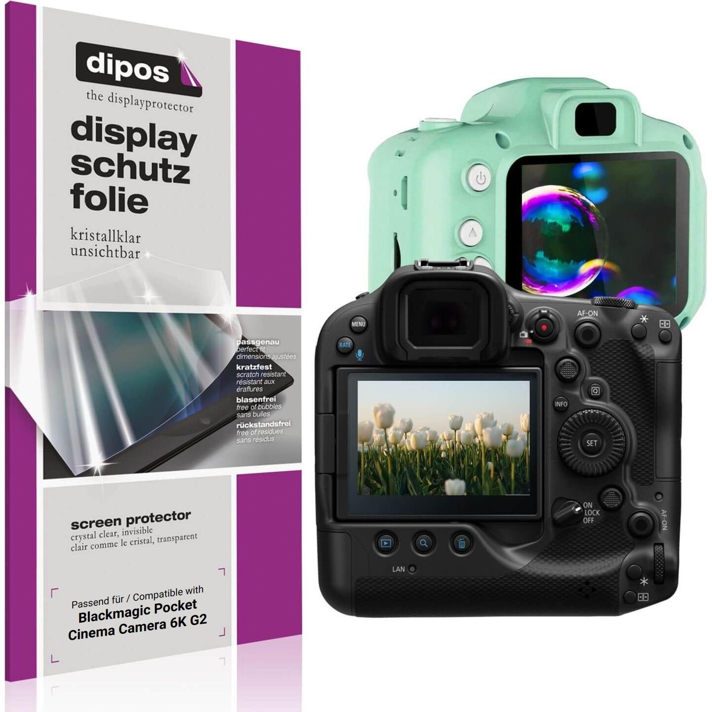 Dipos Schutzfolie Klar für Blackmagic Pocket Cinema Camera 6K G2 (Displayschutz), Kameraschutz, Transparent