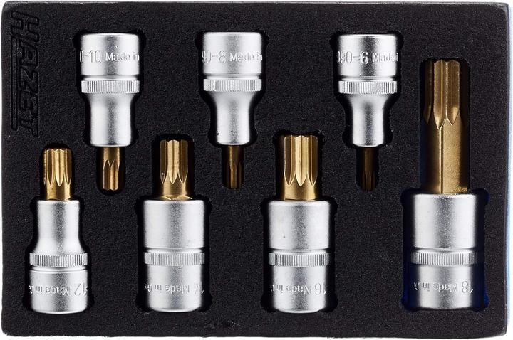 Produktbild HAZET Schraubendreher-Steckschlüsseleinsatz Satz ∙ XZN 163-243/7 ∙ Vierkant12,5 mm (1/2 Zoll) ∙ Inn…