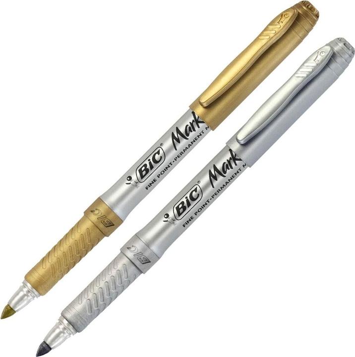 Actual product image Bic Marker Marking Metallic Ink in gold and silver. (12 pieces) (Gold and silver, 1.80 mm, 12 x)