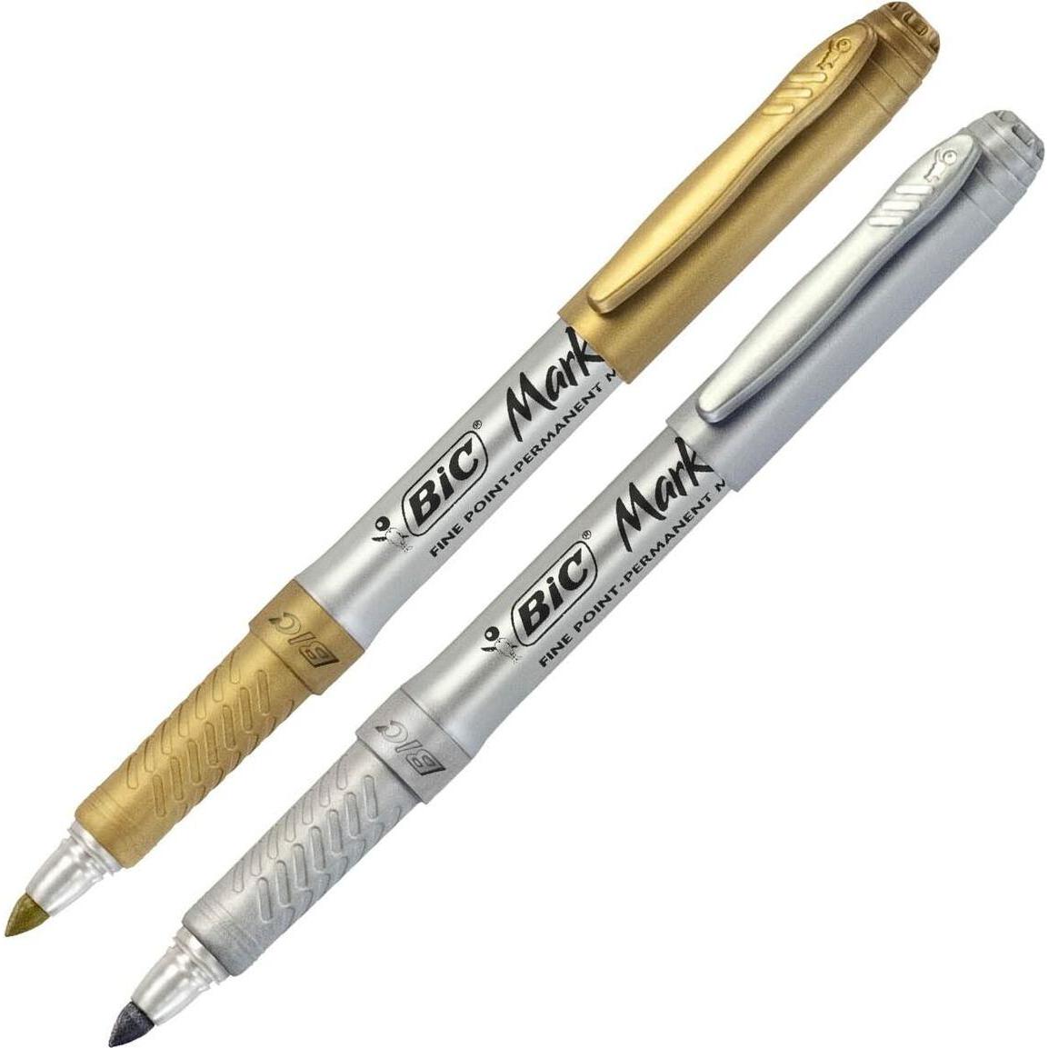 Bic, Marker, Marker Marking Metallic Ink in Gold und Silber. (12 Stück) (Gold und Silber, 0.80 mm, 12 x)