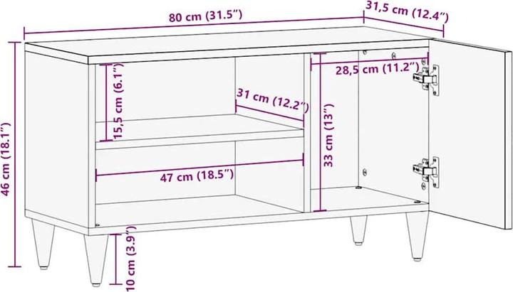 Actual product image vidaXL TV-Schrank (80 x 31.50 x 46 cm)