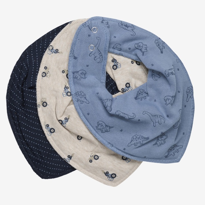 Actual product image Fixoni Bandana scarves set of 3, tractor/dino