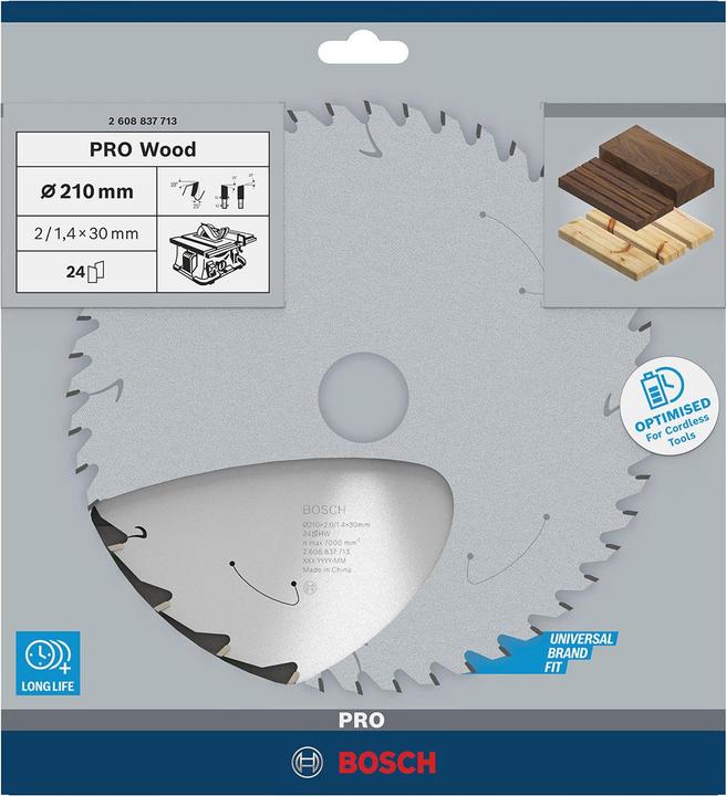 Produktbild Bosch Professional Zubehör PRO Wood cordless Kreissägeblatt, 210 x 1,7 x 30 mm