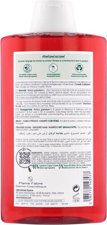 Immagine prodotto Klorane Shampoo lucidante al colore con melograno (400 ml, Shampoo liquido)