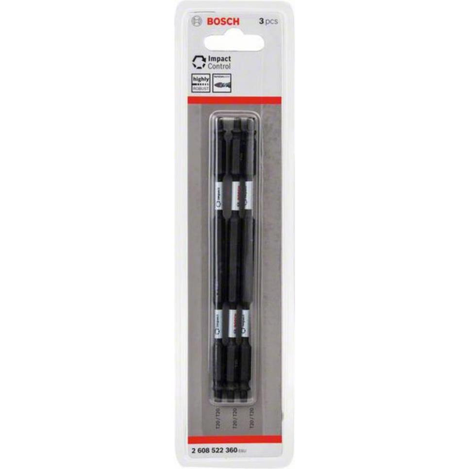 Bosch Professional Zubehör, Chiave a bussola, Set di punte per avvitatore a doppia lama Impact Control, 3 pezzi, T20, 150 mm (Esagono incassato TX)