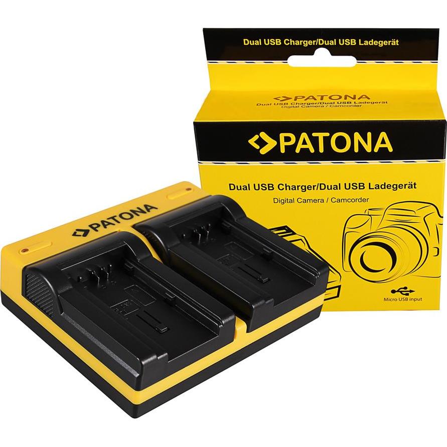 Patona Caricabatterie doppio per Canon BP-718 727 Legria HF R36 HF306 HF38 HF406 HF48 HFM506 incl. (Caricabatterie per fotocamere), Alimentatore fotoc