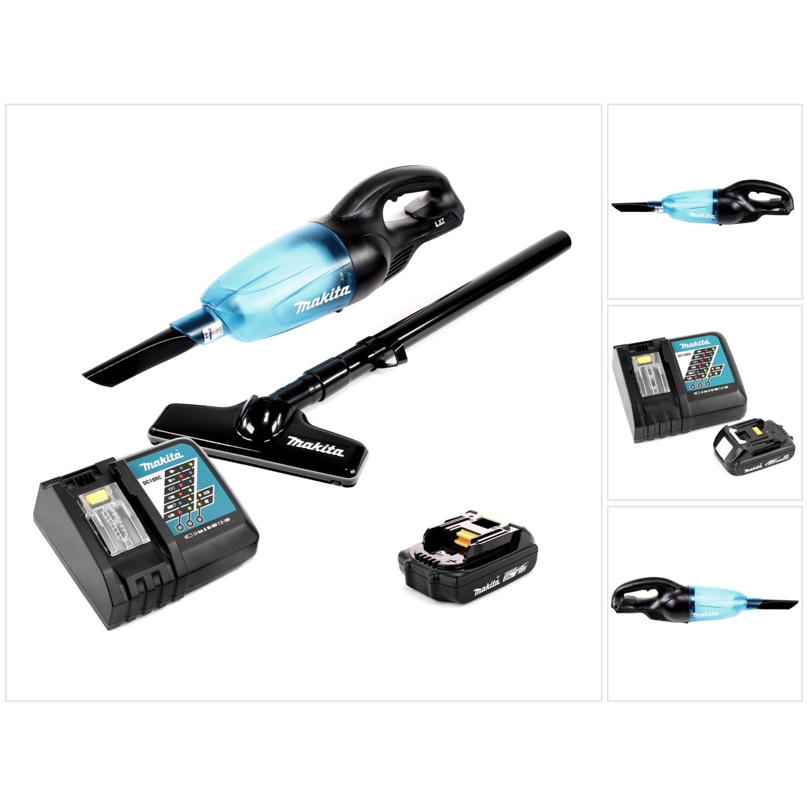Makita, Industriestaubsauger, DCL 180 RA1 B Akku Staubsauger 18 V Schwarz + 1x Akku 2,0 Ah + Ladegerät (Trockensauger)