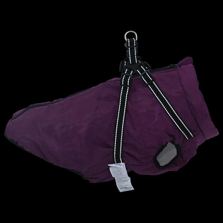 Actual product image vidaXL Dog coat with harness Waterproof Reflective Purple (44, Dog coat)