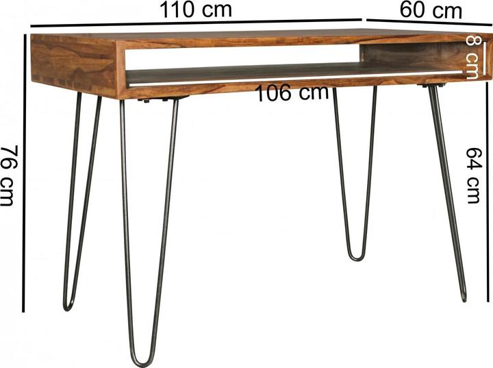 Actual product image FineBuy Desk Sheesham Brown (110 x 60 x 76 cm)