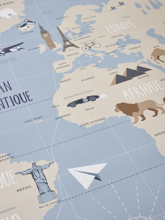 Actual product image Vertbaudet Pinboard/Chalkboard/Picture (World map, 70 x 110 cm)