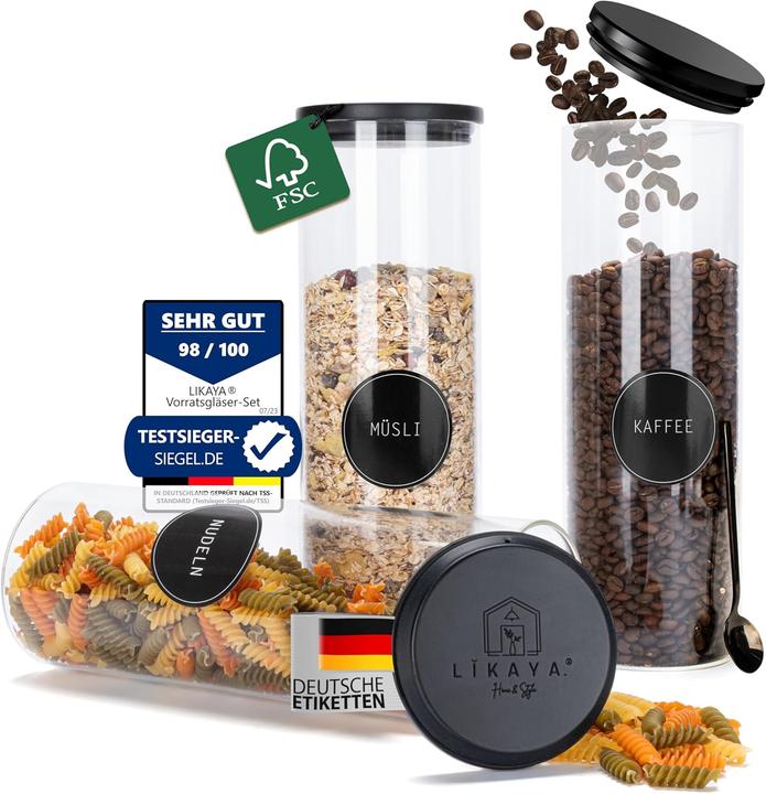 Immagine prodotto Likaya 3-teiliges Vorratsgläser-Set (2000ml) (2 l)