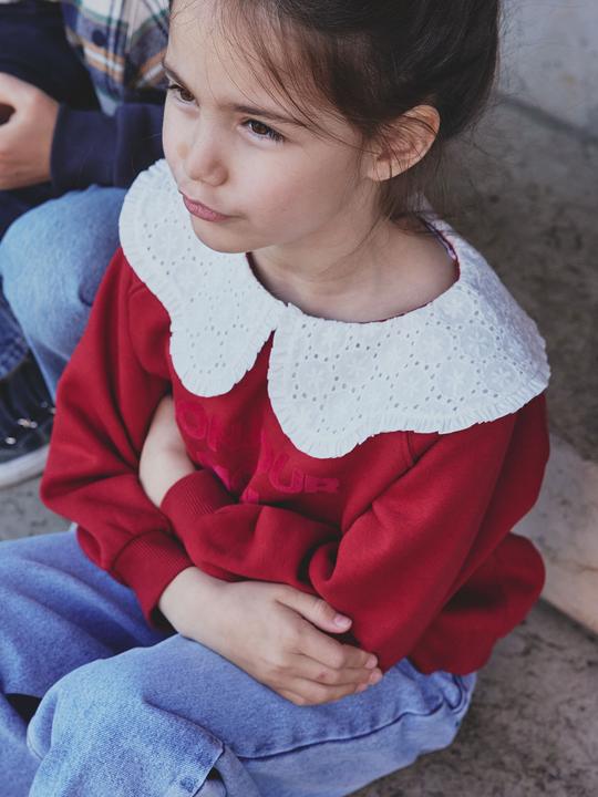 Actual product image Vertbaudet Mädchen Sweatshirt mit besticktem Kragen (146, 152)