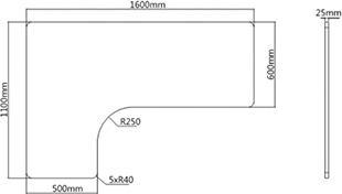 Image du produit Powerton ERGO EDGE TOP Ecktischplatte 160x110-60x2,5 cm, Akazienholz (110 x 160 cm)