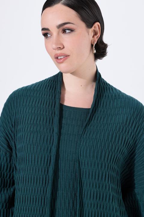 Immagine prodotto Ulla Popken Cardigan dal taglio oversize in maglia lavorata con scollo a V e maniche a 3/4 (62)